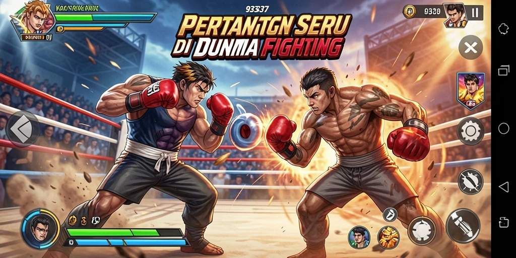 Tampilan gameplay seru dalam 93337 saat pertarungan.