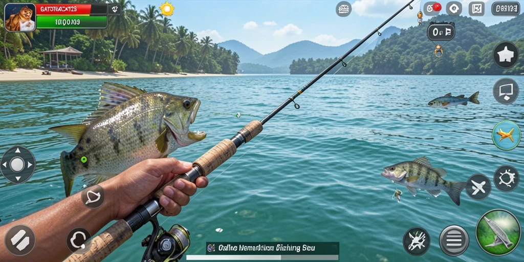 Tangkapan ikan terbaik dalam gameplay GATOTKACA123 yang menampilkan aksi memancing.