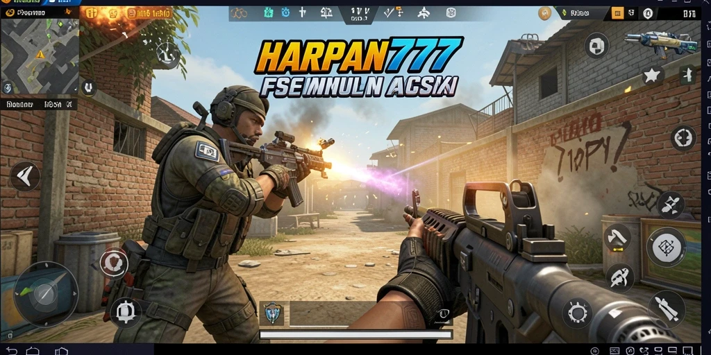 Tangkapan layar gameplay HARAPAN777 menunjukkan aksi menembak intens.
