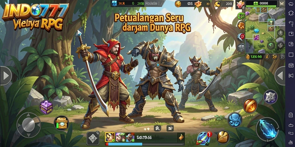 Screenshot gameplay INDO777 menampilkan pertarungan epik dalam dunia RPG.