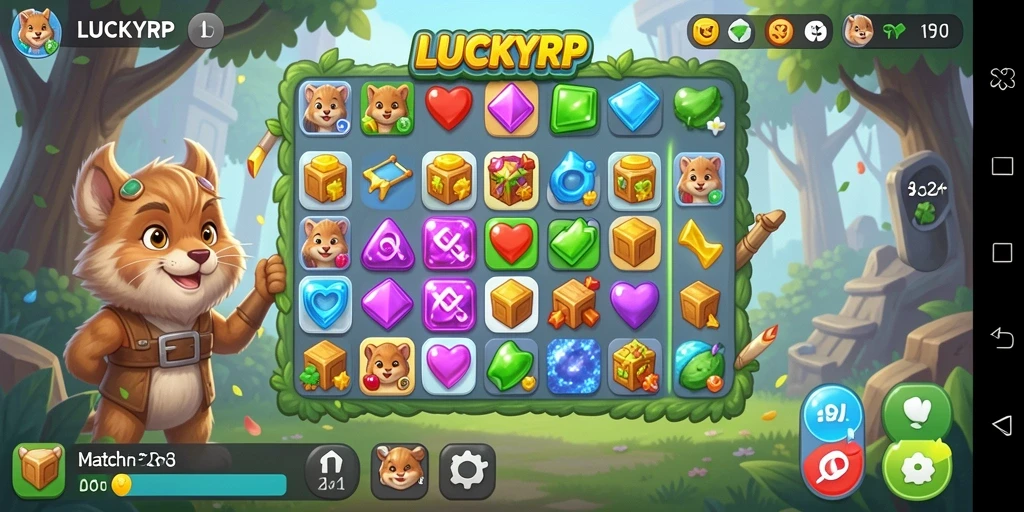 Tampilan gameplay LUCKYRP dengan tantangan mencocokkan item.