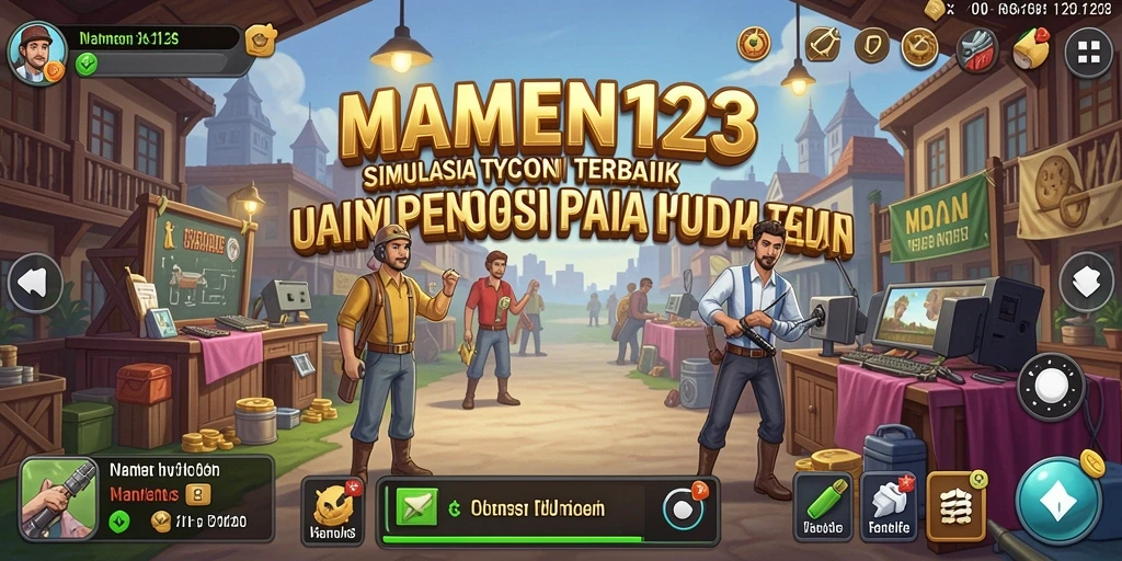 Tampilan gameplay MAMEN123 yang menampilkan pengelolaan bisnis yang seru.