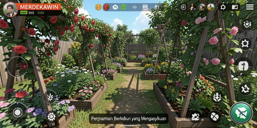 Tampilan gameplay Farming dalam MERDEKAWIN yang menarik.