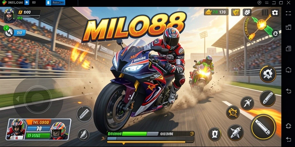 Gameplay seru balapan motor di trek yang menantang.