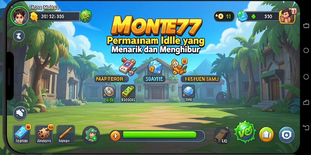 Tampilan gameplay MONTE77 yang menawan dan penuh warna.