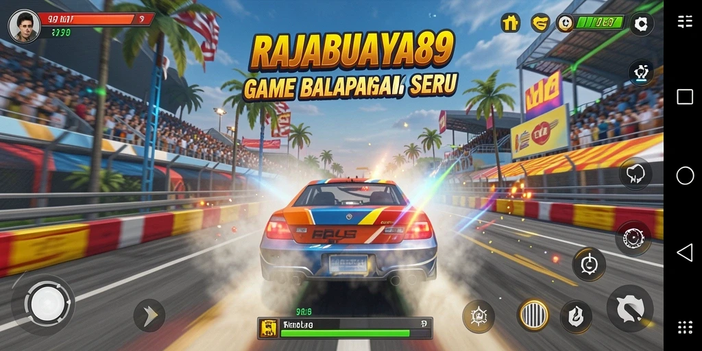 Tampilan gameplay balapan yang seru dan mendebarkan di RAJABUAYA89.