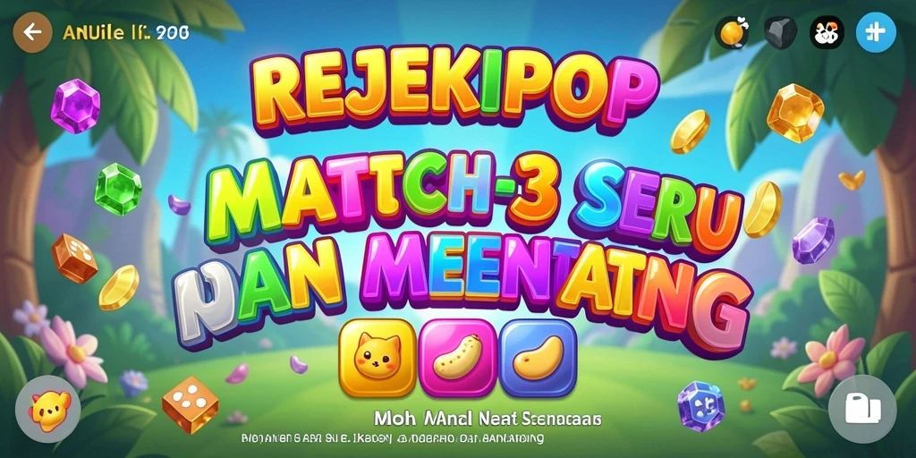 Tangkapan layar gameplay <strong>REJEKIPOP</strong> saat mencocokkan item match-3.