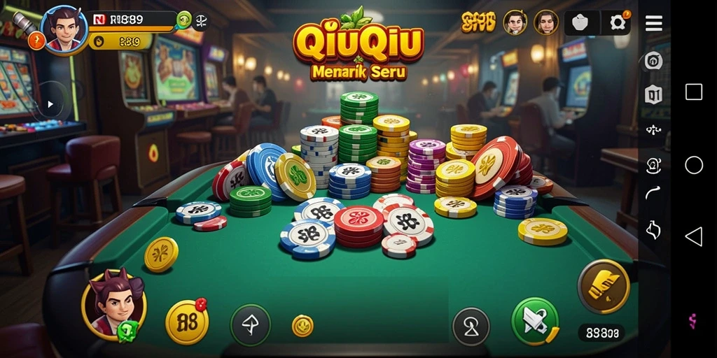 Tangkapan layar utama menunjukkan gameplay QiuQiu yang seru.
