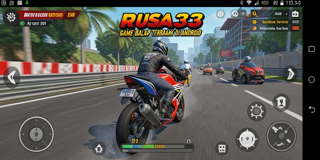 Tampilan menakjubkan dari gameplay RUSA33 saat balapan motor.