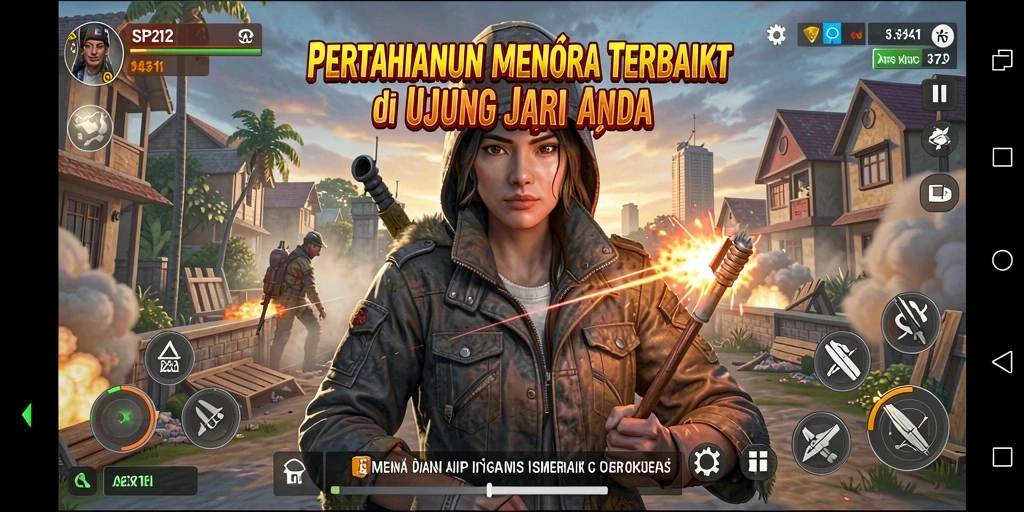 Tangkapan layar menunjukkan aksi mendebarkan gameplay Tower Defense SP212.