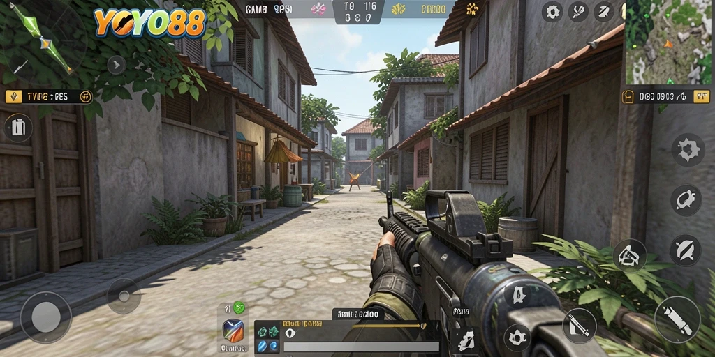 Tampilan gameplay seru dari YOYO88 dengan aksi tembak-menembak.